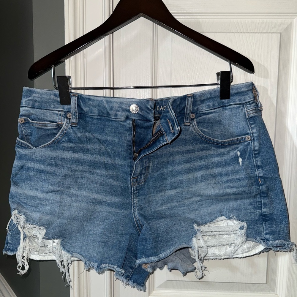 American Eagle Outfitters Blue Distressed Jean Shorts